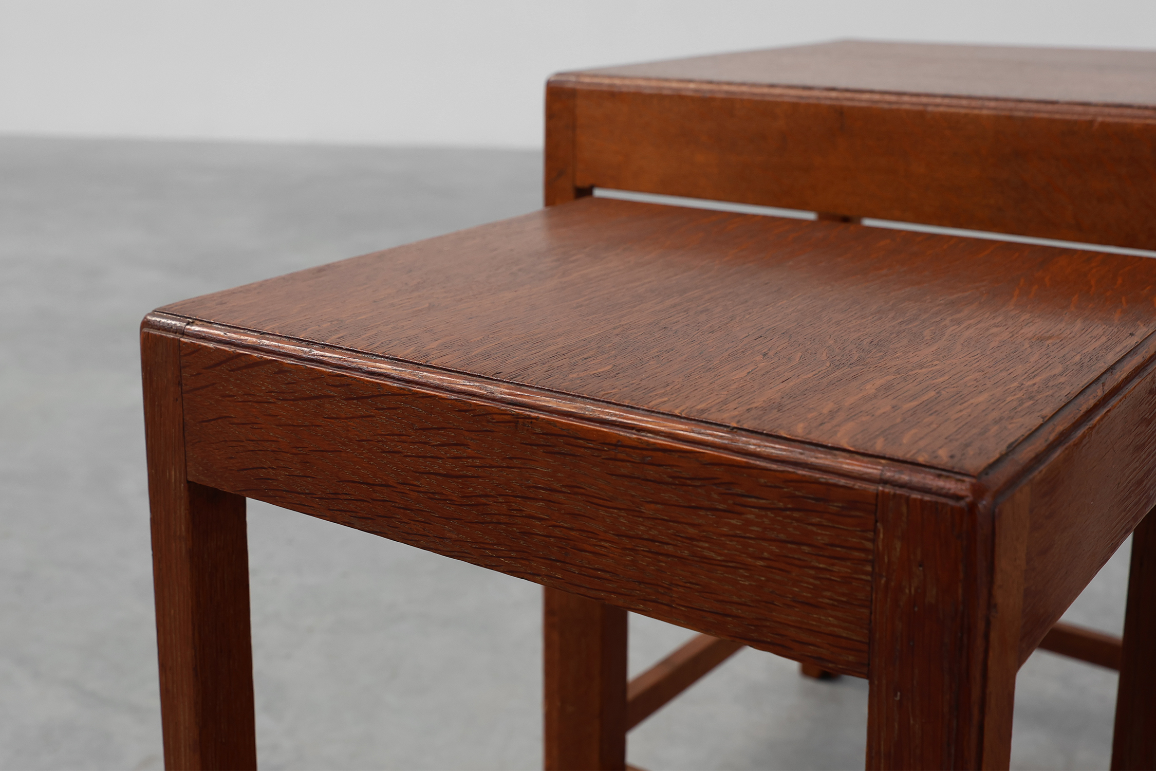 Set of 3 oak wood stacking tables in Art Deco style, France ca. 1925thumbnail